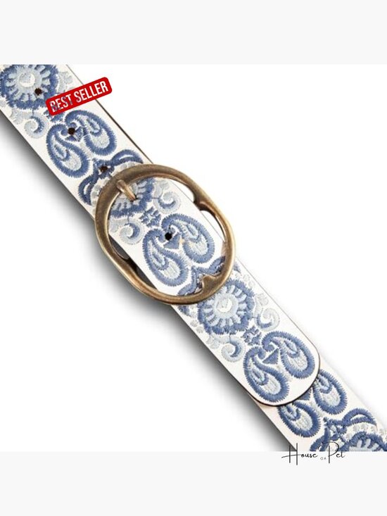 Genuine Leather Belt with Embroidery, 1.5\